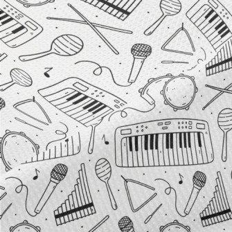 Hand Drawn Musical Instruments Piqué
