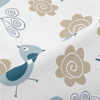 Bluebird And Flowers Piqué