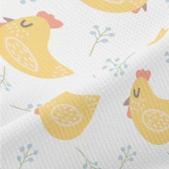 Hand Drawn Yellow Rooster Piqué