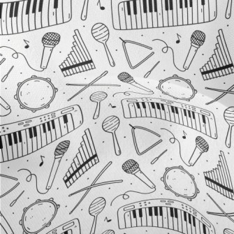 Hand Drawn Musical Instruments Lightweight Performance Linen