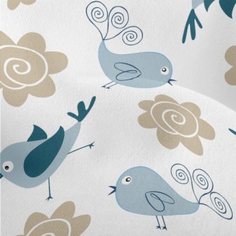 Bluebird And Flowers Lightweight Performance Linen