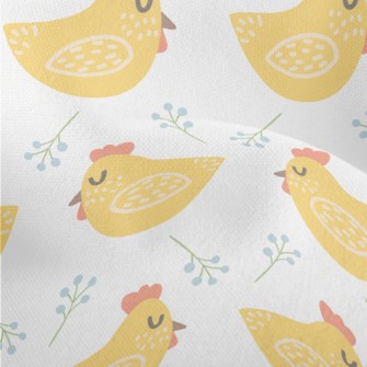 Hand Drawn Yellow Rooster Lightweight Performance Linen