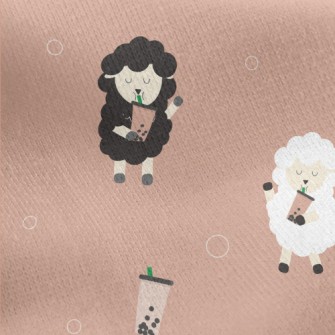 Cute Sheep Drinking Bubble Mil Jersey Backed Fleece
