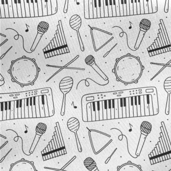 Hand Drawn Musical Instruments Jersey Backed Fleece