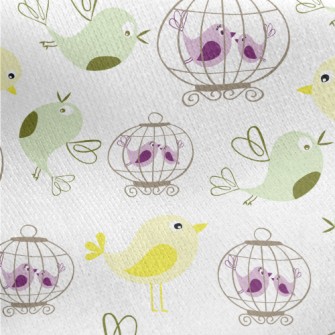 Bird And Birdcage Jersey Backed Fleece