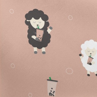 Cute Sheep Drinking Bubble Mil Pongee