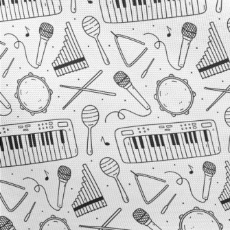 Hand Drawn Musical Instruments Pongee