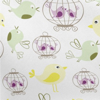 Bird And Birdcage Pongee