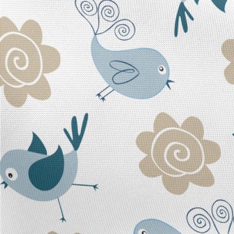 Bluebird And Flowers Pongee