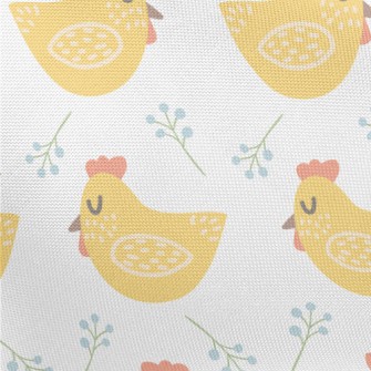 Hand Drawn Yellow Rooster Pongee