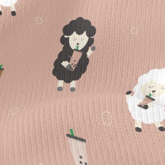 Cute Sheep Drinking Bubble Mil Stretch Jersey