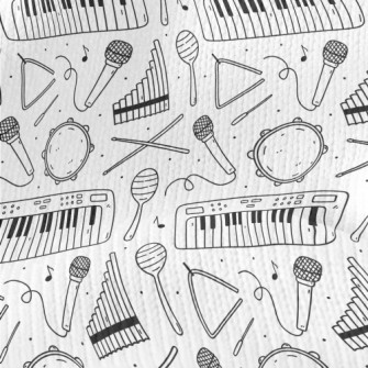Hand Drawn Musical Instruments Stretch Jersey