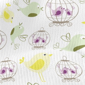 Bird And Birdcage Stretch Jersey