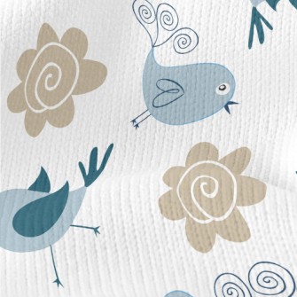 Bluebird And Flowers Stretch Jersey