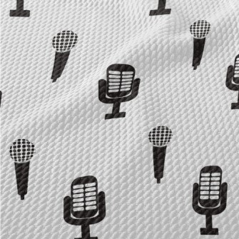 Retro Microphone Icon Birdseye Piqué