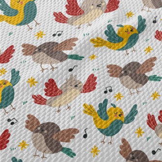 Colorful Singing Bird Birdseye Piqué