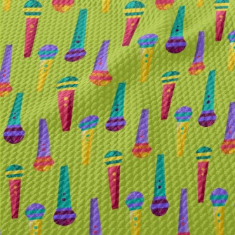 Retro Colorful Microphone Birdseye Piqué