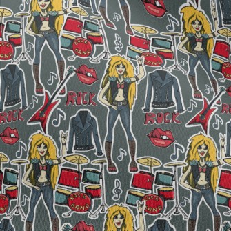 Hand Drawn Rock Girl Chiffon