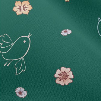 Abstract Bird And Flowers Chiffon