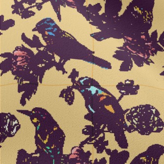 Beautiful Hand Drawn Bird Chiffon