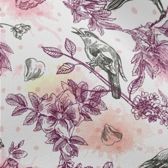 Watercolor Flowers And Birds Chiffon