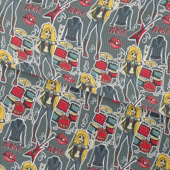 Hand Drawn Rock Girl Waterproof Oxford