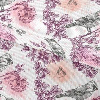 Watercolor Flowers And Birds Waterproof Oxford