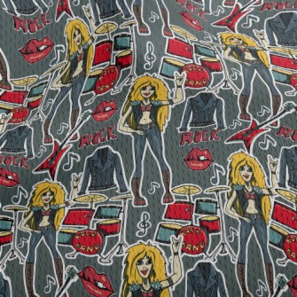 Hand Drawn Rock Girl Athletic Mesh Flat Back