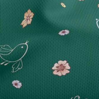 Abstract Bird And Flowers Athletic Mesh Flat Back