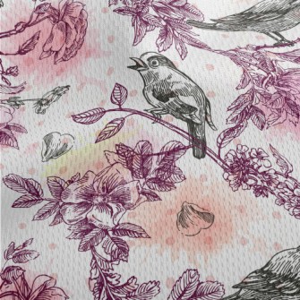 Watercolor Flowers And Birds Athletic Mesh Flat Back