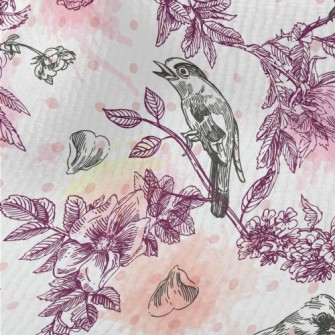Watercolor Flowers And Birds Terry