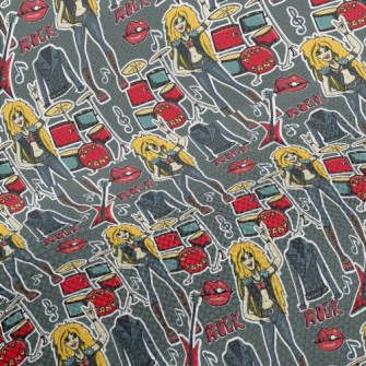 Hand Drawn Rock Girl Performance Linen