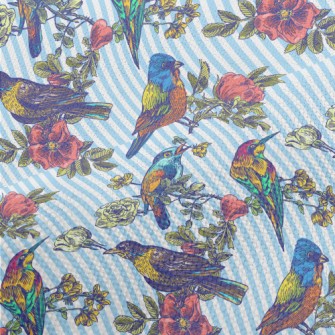 Colorful Bird Courtship Performance Linen