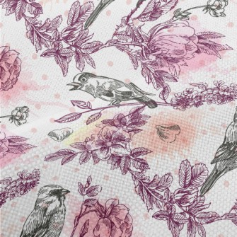 Watercolor Flowers And Birds Performance Linen
