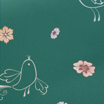 Abstract Bird And Flowers Twill