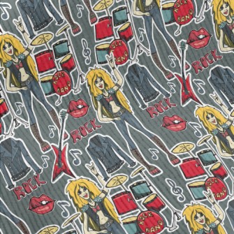 Hand Drawn Rock Girl Standard Corduroy