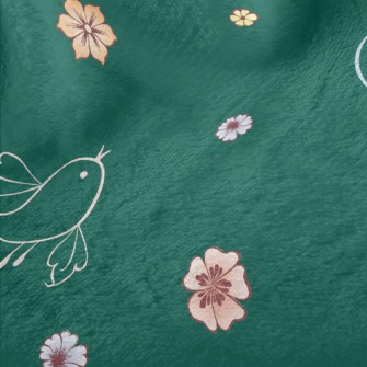 Abstract Bird And Flowers Minky