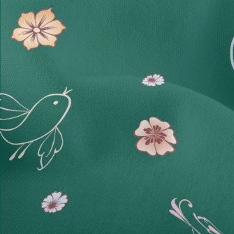 Abstract Bird And Flowers Lightweight Performance Linen