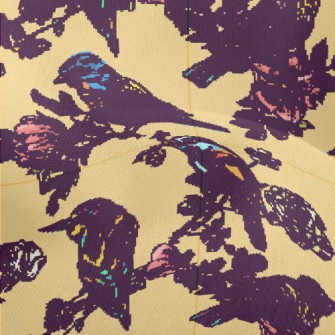 Beautiful Hand Drawn Bird Lightweight Performance Linen