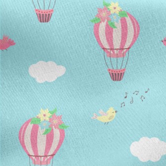 Pink Hot Air Balloon With Flow Jersey Backed Fleece