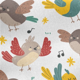 Colorful Singing Bird Jersey Backed Fleece
