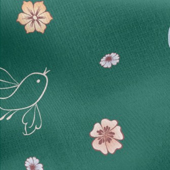 Abstract Bird And Flowers Jersey Backed Fleece