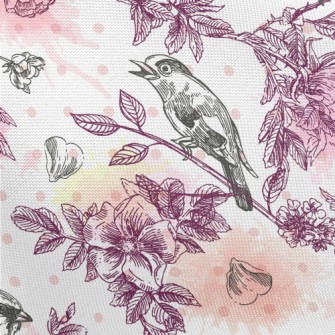 Watercolor Flowers And Birds Pongee