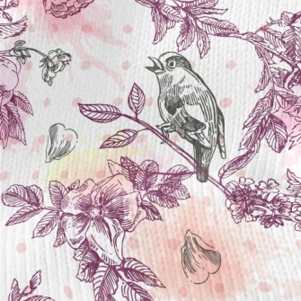 Watercolor Flowers And Birds Stretch Jersey