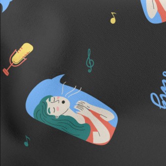 Singing Girl With Microphone Lightweight Cotton Poplin