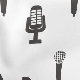 Retro Microphone Icon Lightweight Cotton Poplin