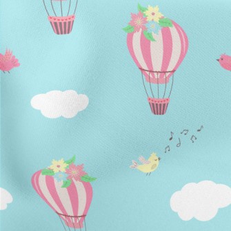Pink Hot Air Balloon With Flow Lightweight Cotton Poplin