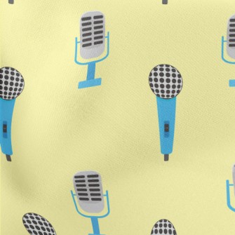 Retro Blue Microphone Lightweight Cotton Poplin