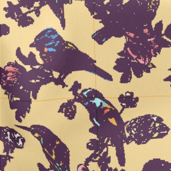 Beautiful Hand Drawn Bird Lightweight Cotton Poplin