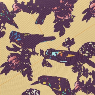 Beautiful Hand Drawn Bird Midweight Cotton Poplin